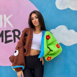 Pnkimera Handmade Cartoon Cardigan: Kawaii Y2k Streetwear