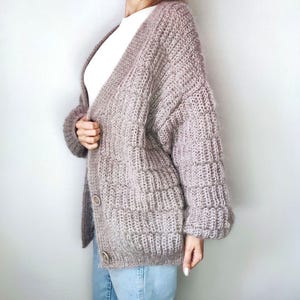 Hand Knit Mohair Cardigan: Soft Fluffy Knitwear, Custom Color