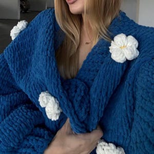 Chunky Knit Sweater - Crochet Cardigan - Hand Knit Sweater - Kimono Cardigan