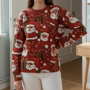 Handmade Santa Claus Knit Sweater – Festive Christmas Pullover